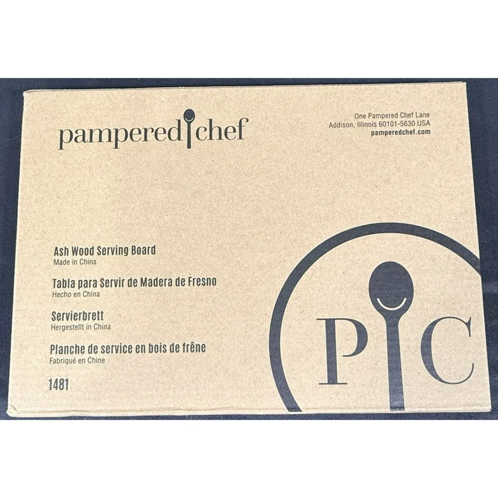 Pampered Chef Ash Wood Serving Board Set Brown Etched Charcuterie 1481 1483